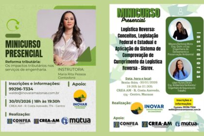 Crea-AM sedia minicursos sobre Reforma Tributária e Logística Reversa nesta sexta-feira (30)