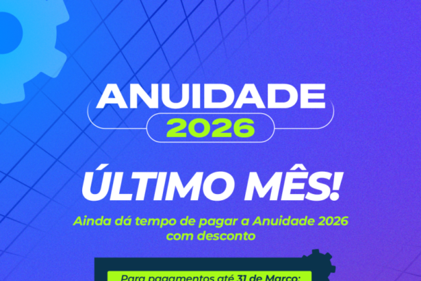 Março é o último mês para pagar a Anuidade 2026 com 5% de desconto e sem multa