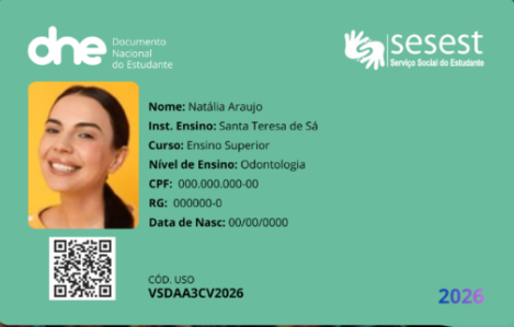Carteirinha Estudantil - SESEST DNE VIRTUAL