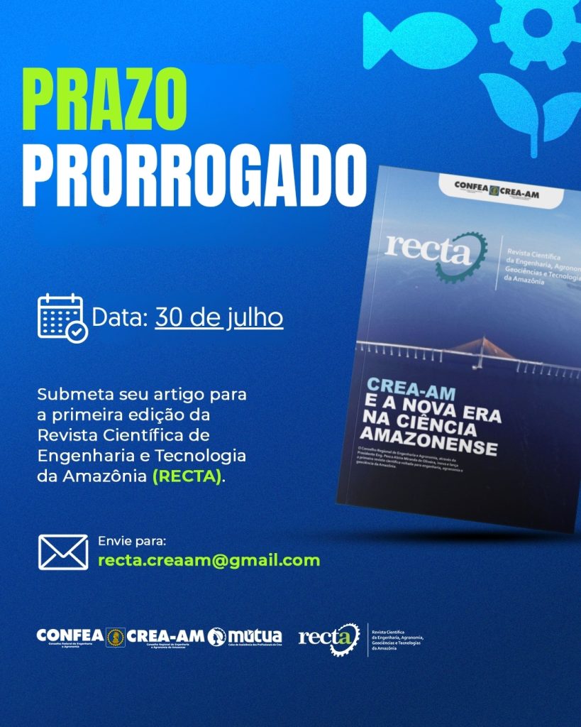 Crea-AM prorroga prazo para submissão de artigos da primeira edição da RECTA